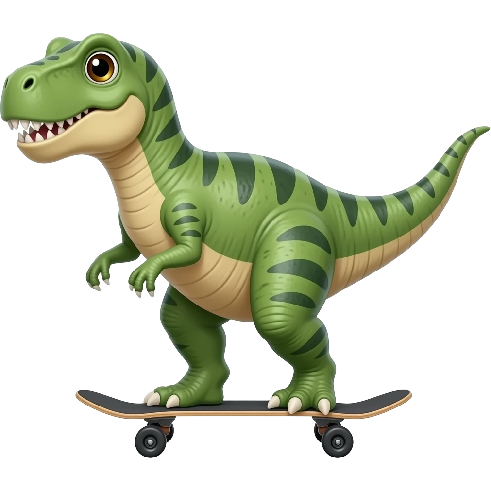 Dinosaur on a skateboard emoji