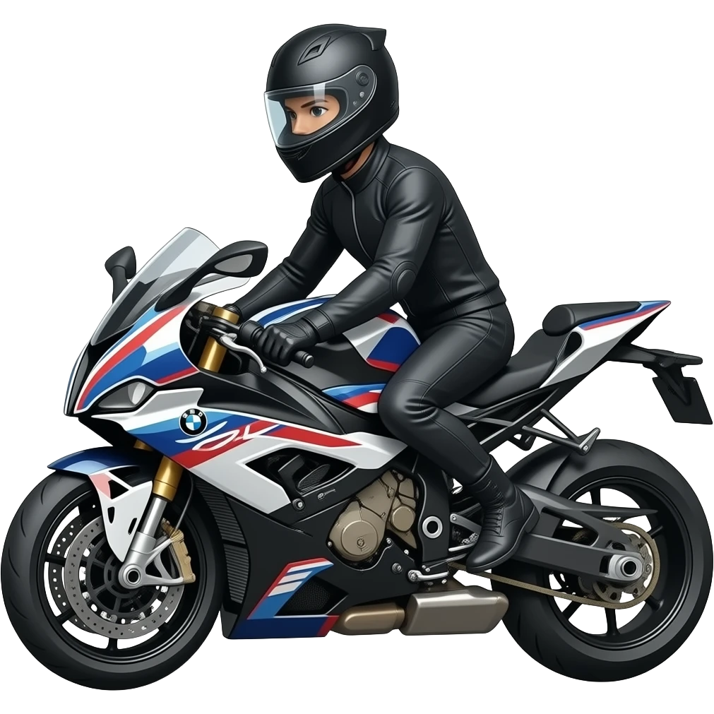 Fais moi un emoji d’un biker sur une moto bmw s1000rr noir, très ...
