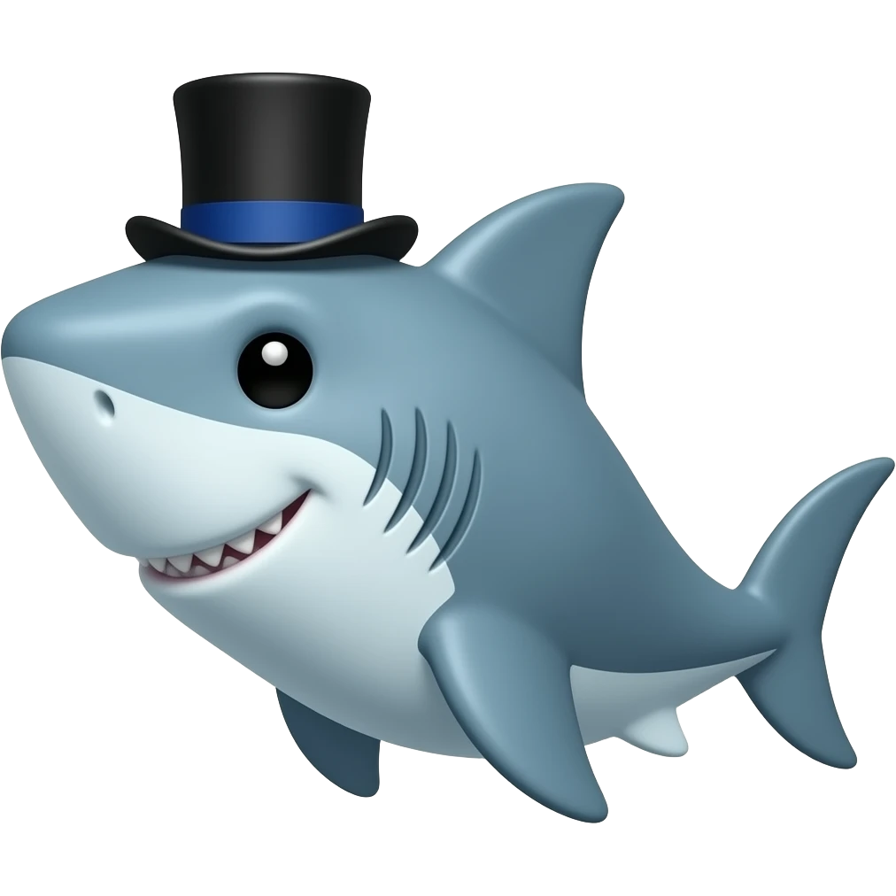 Shark with a top hat emoji