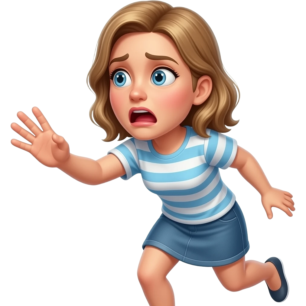 woman full body giving warning facing left scared emoji