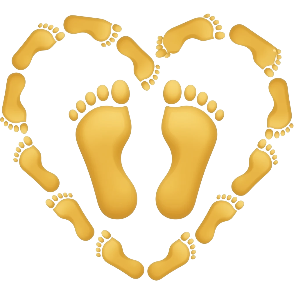heart that is just an outline made of the foot 🦶 emoji kind of like a wreath of feet emojis in yellow … foot emoji only emoji