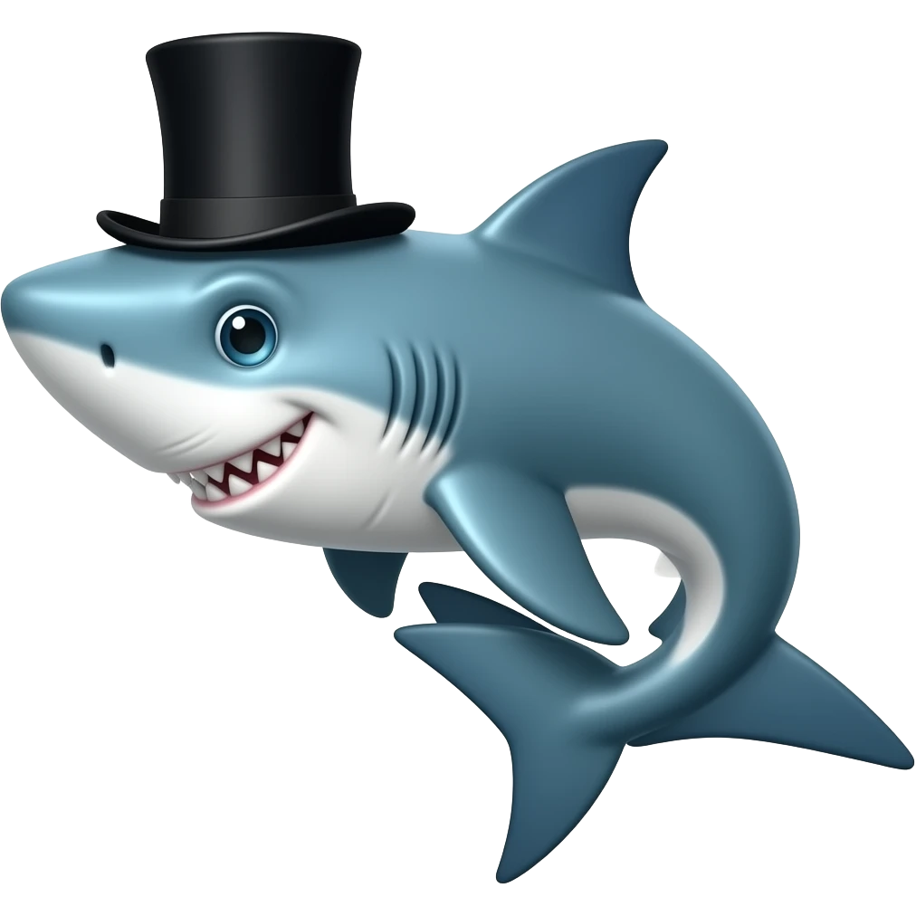 Shark with a top hat emoji