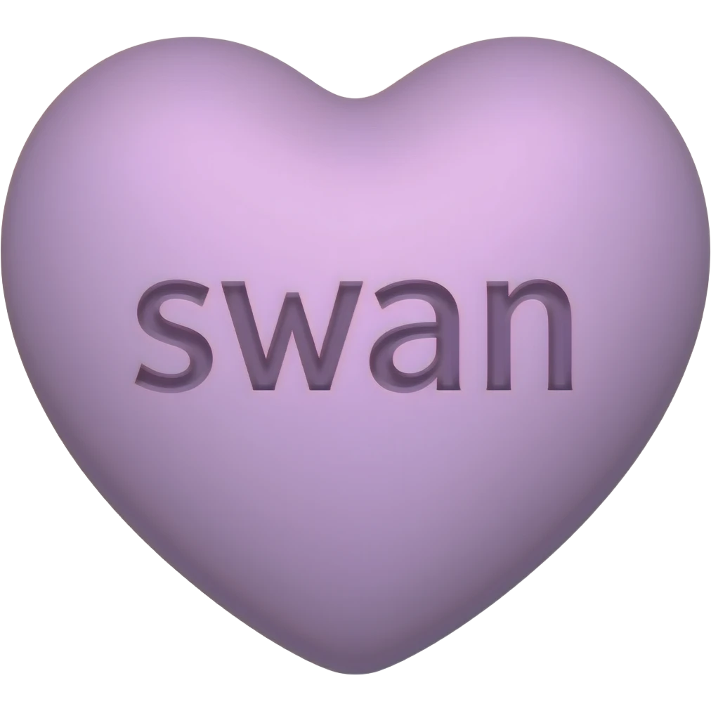 Light pastel purple candy conversation heart with words swan emoji