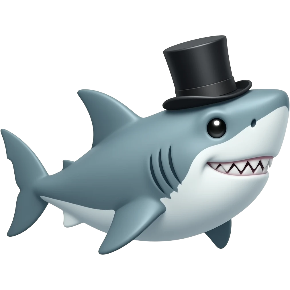 Shark with a top hat emoji