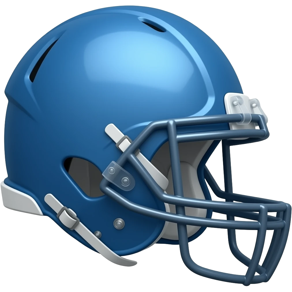 A blue football helmet, facing perpendicular right,  slightly tilted down at a 45 degree angel emoji