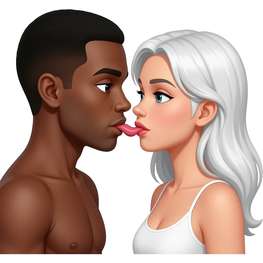 Naked couple black male , white girl licking long dick emoji