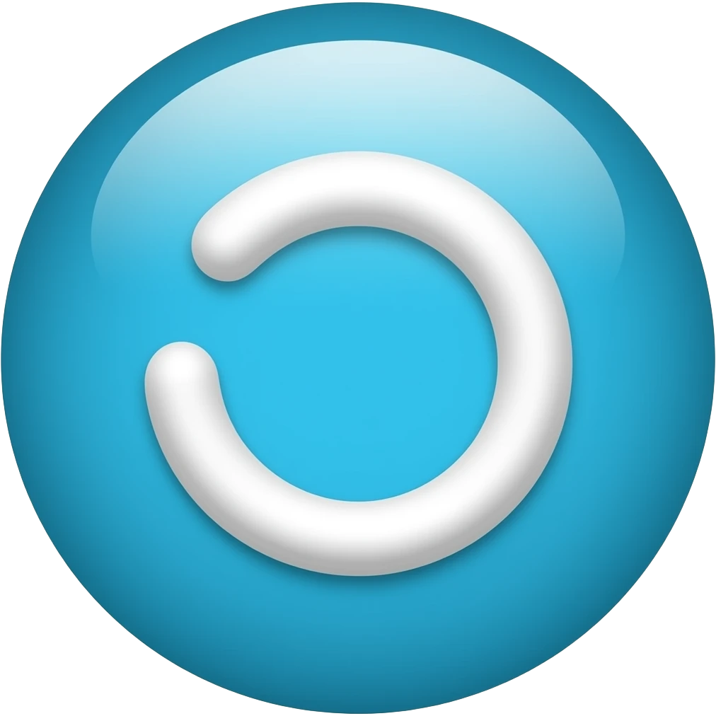 Blauer Kreis der leicht in turquoise richting geht mit weißem Haken drin Der Haken soll nicht eckig sein sondern rund und schön emoji