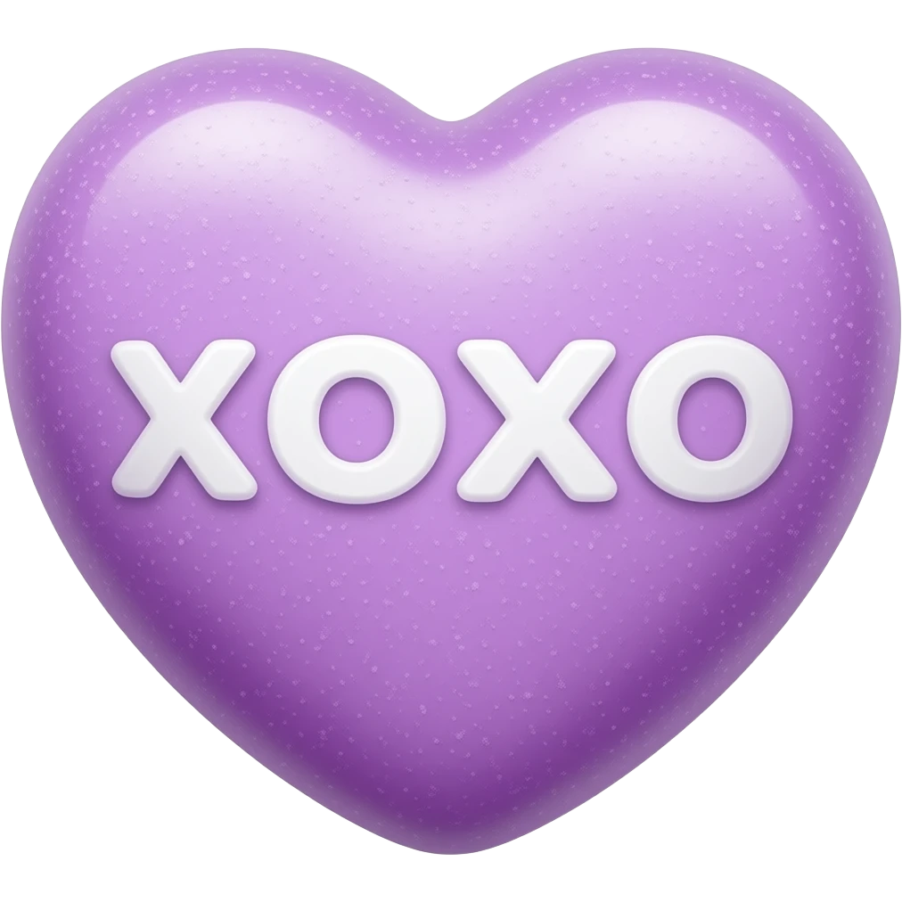 Light pastel purple candy conversation heart with words xoxo emoji