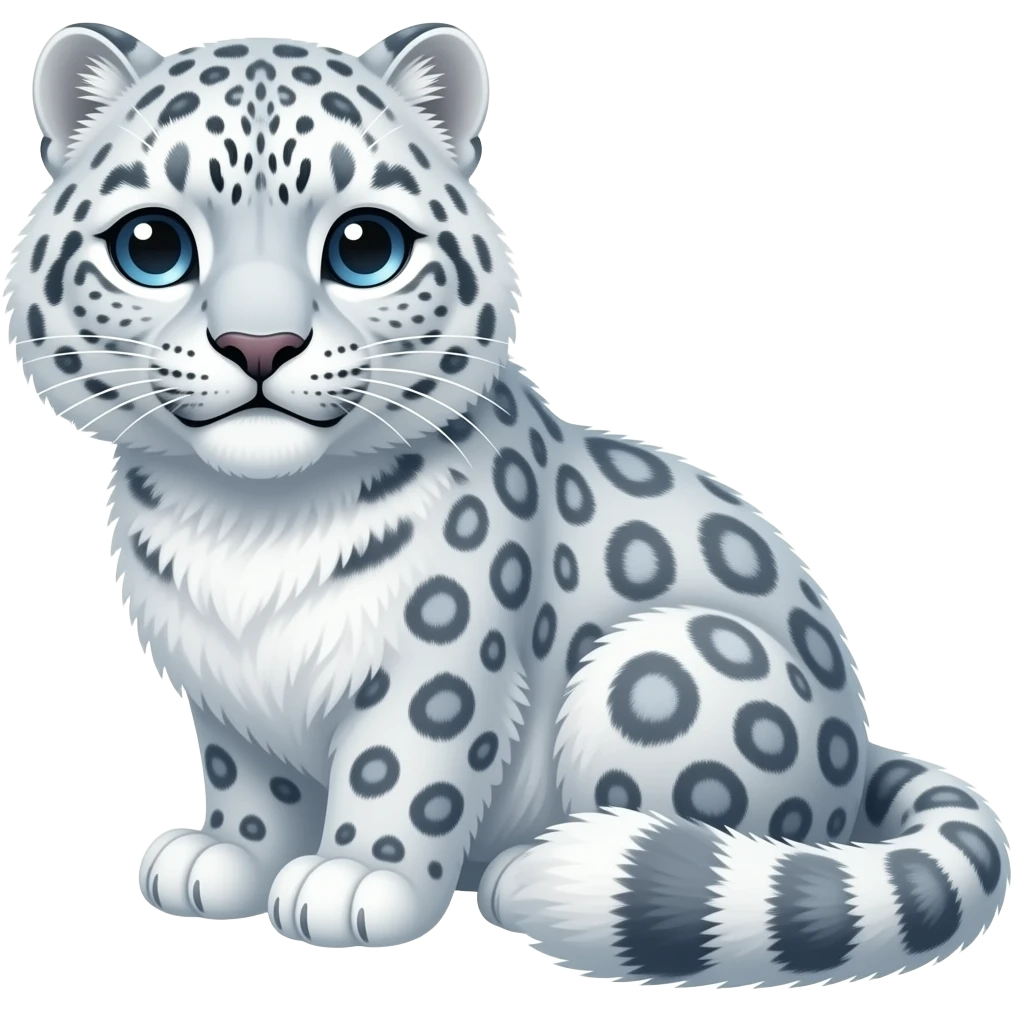 Fluffy Snow leopard sad emoji