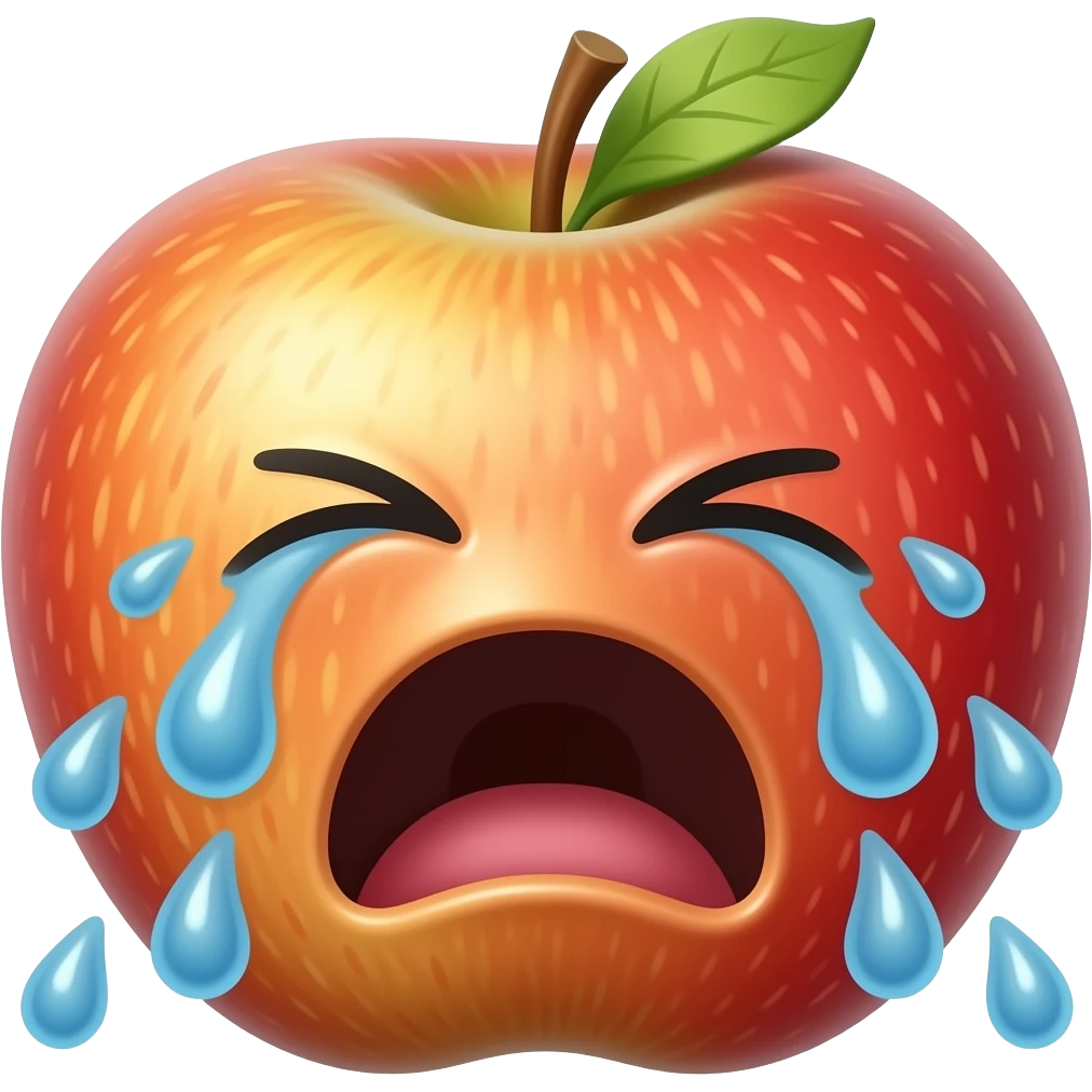 Crying screaming apple emoji