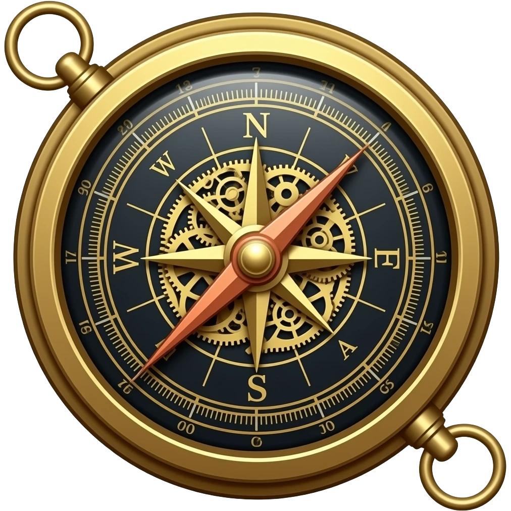A precise and complex steampunk compass emoji