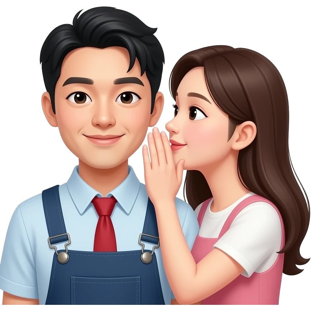 A Korean woman whispering to a Korean man emoji