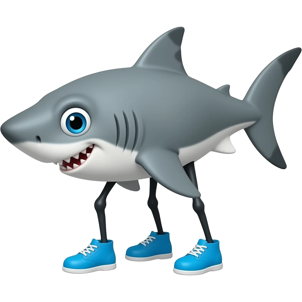 Shark with Blue shoes and three legs emoji