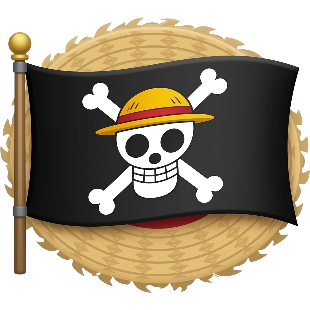 Straw Hat crew flag background black one piece. emoji