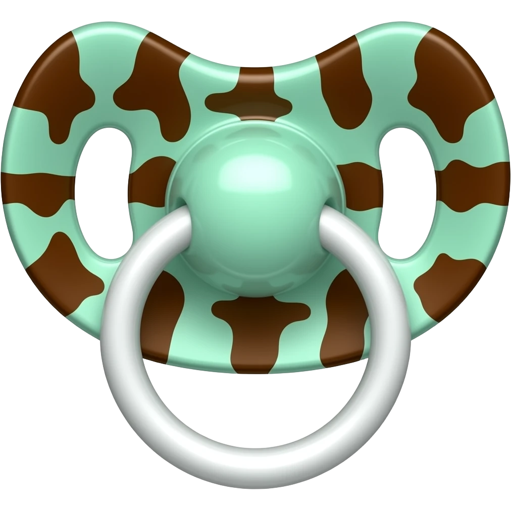 Mint pacifier with striped chocolate emoji