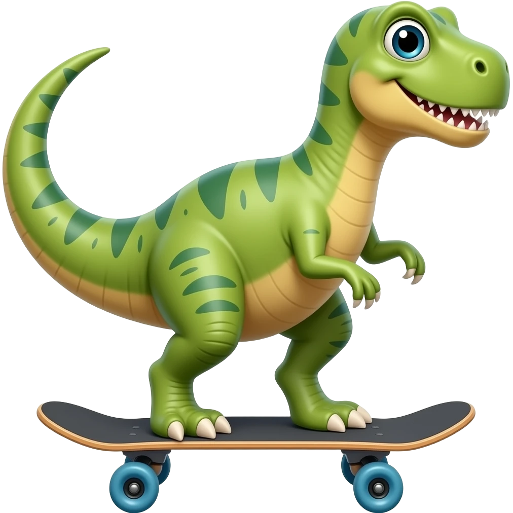 Dinosaur on a skateboard emoji