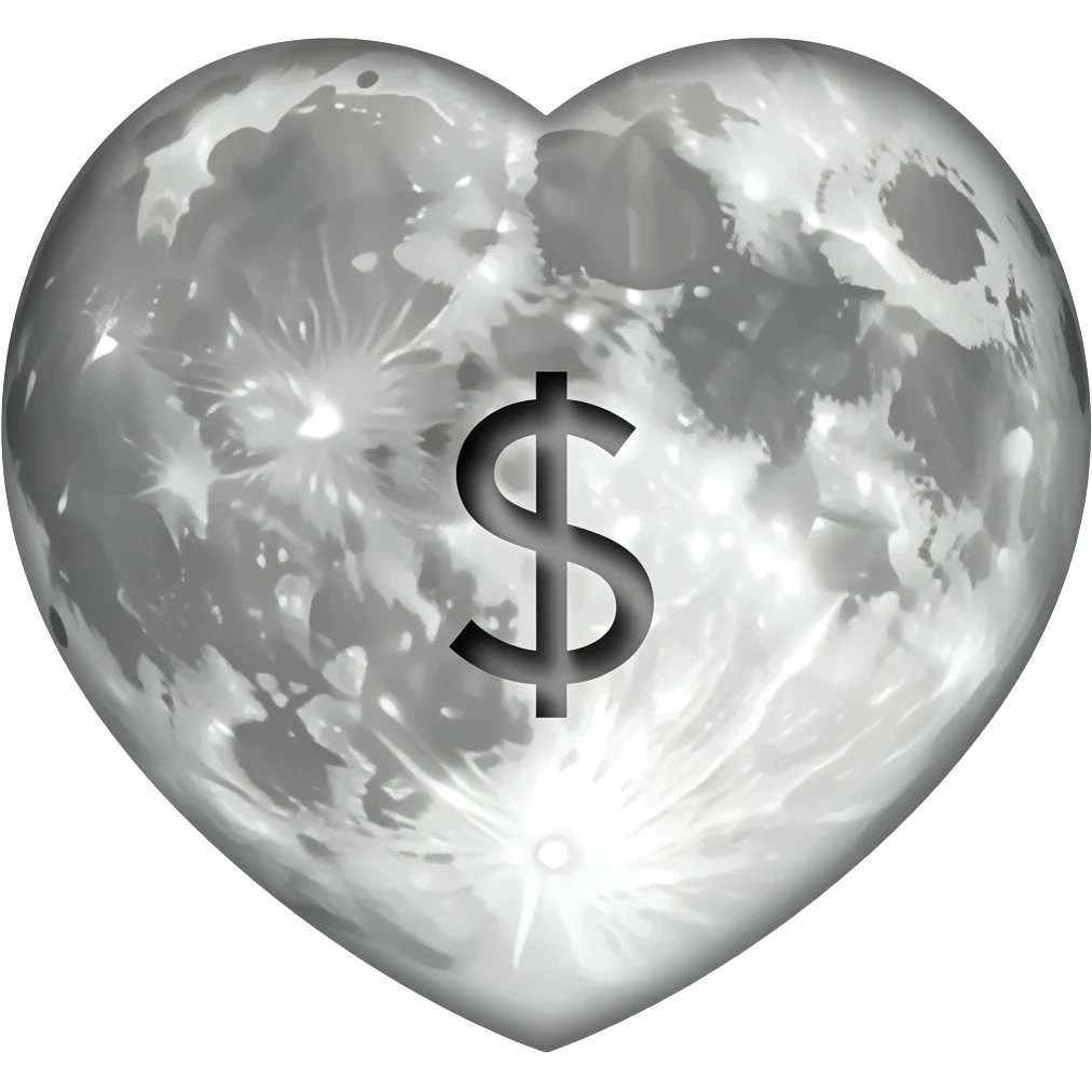 a heart shaped moon with the "repeat emoji" symbol carved in the middle emoji
