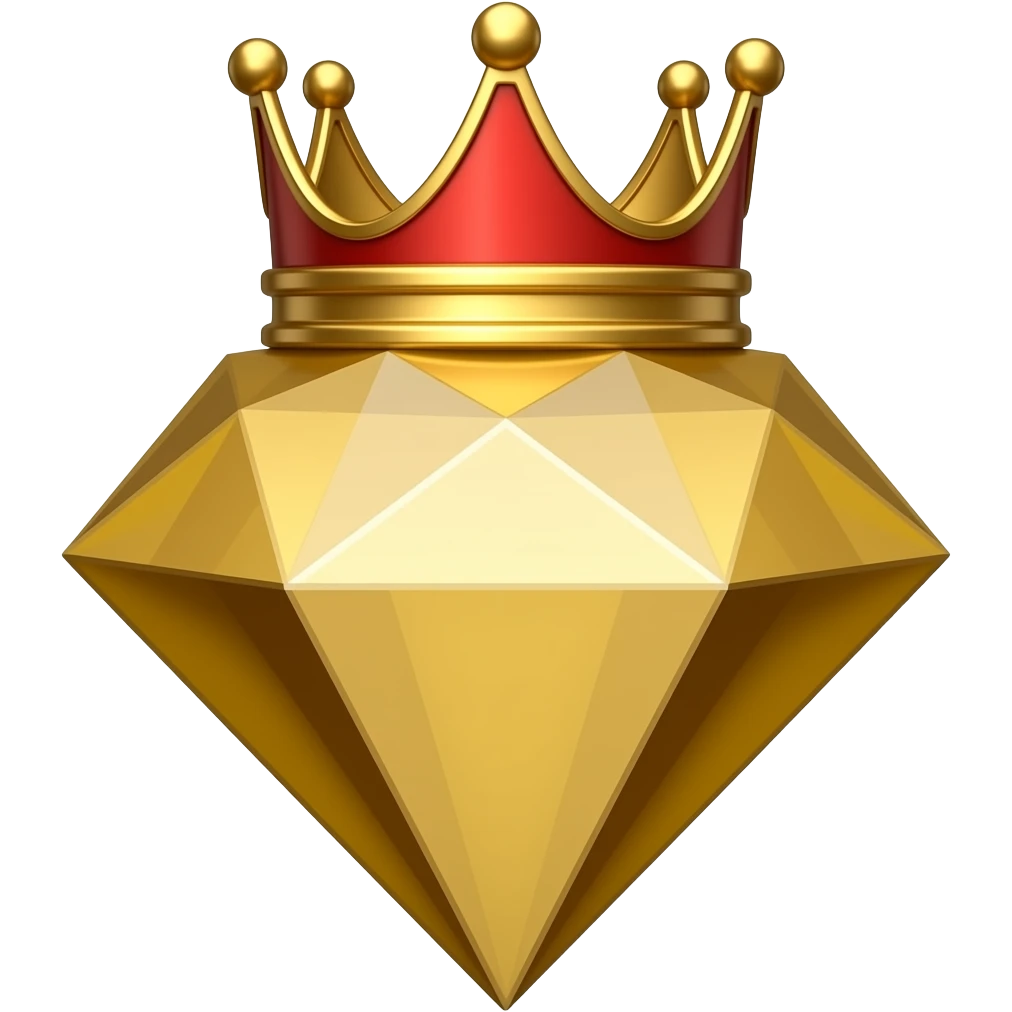 Бриллиант золотой с короной красной женская утонченнаяй emoji