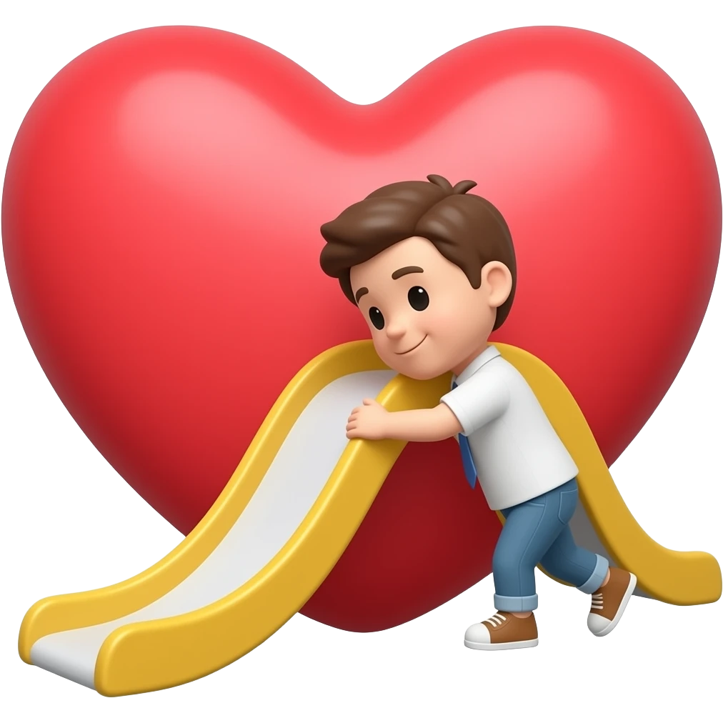 Un corazón abrazando a un tobogán emoji