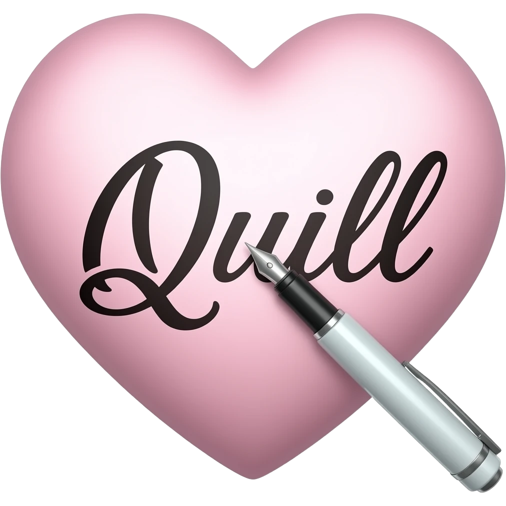 LAW being written on a heart with a fancy qwill pen emoji