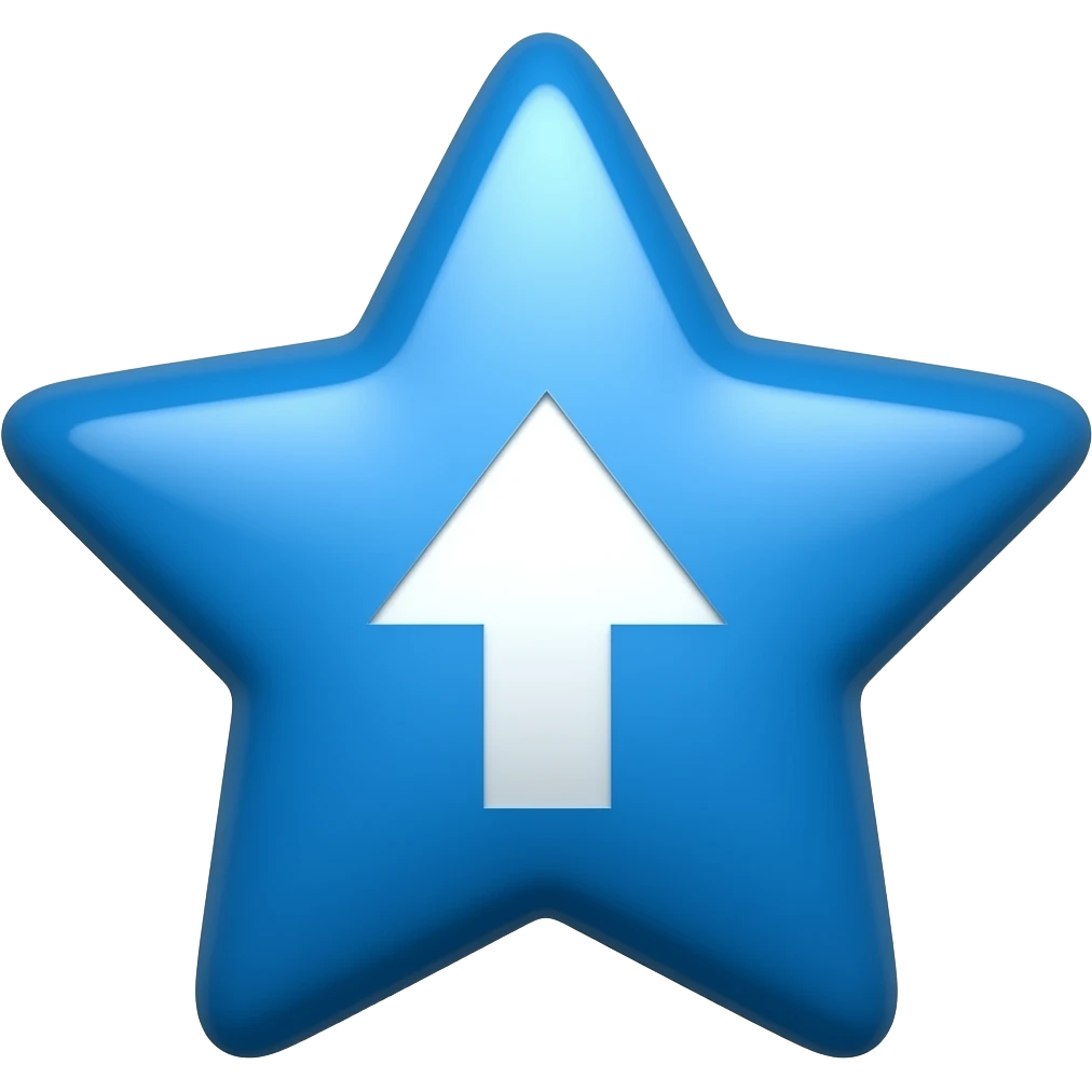 Asme una estrella azul y gorda con una flecha correcto qué este en el centro de la estrella y que sea blanca qué este correta una flecha correta que así ✔️ emoji