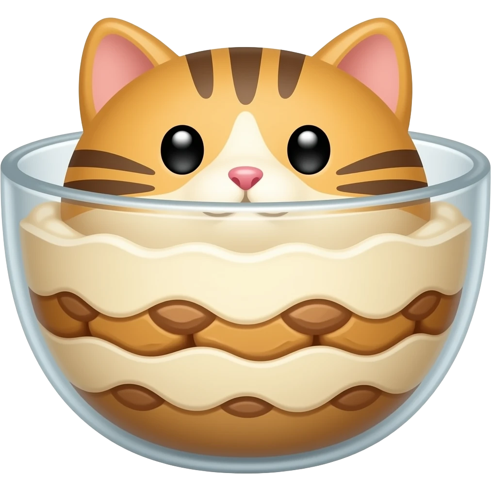tiramisu shaped like a cat face bowl emoji