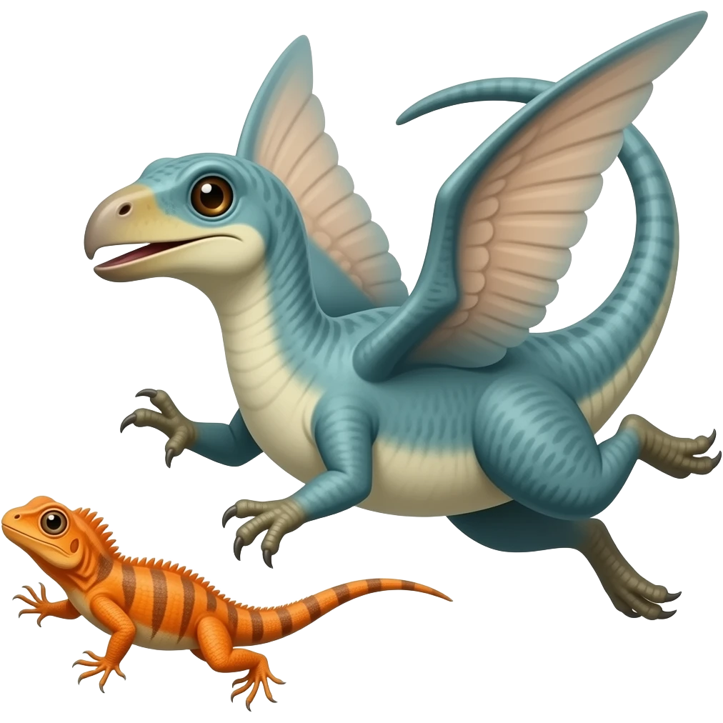 Baby quetzalcoatlus chasing orangezard lizard emoji