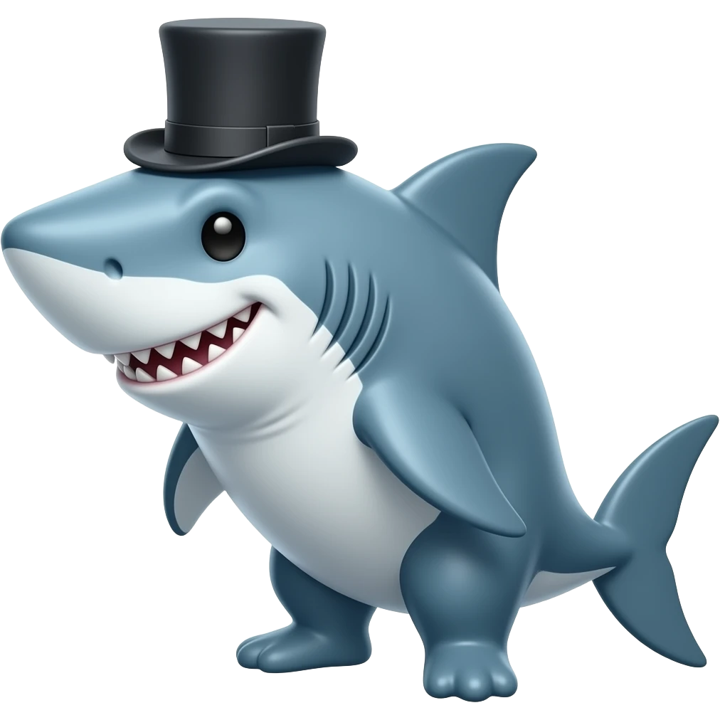 Shark with a top hat emoji