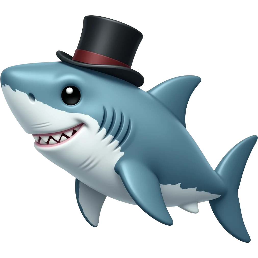 Shark with a top hat emoji