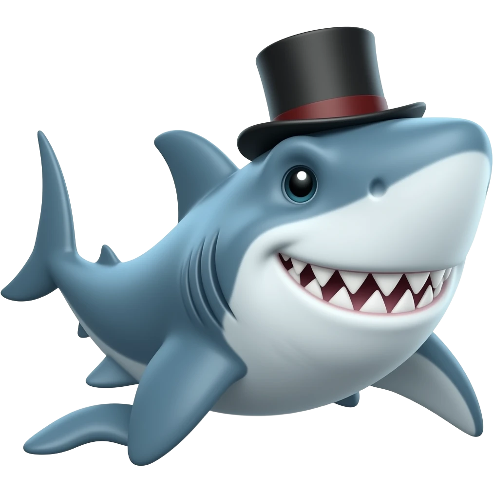 Shark with a top hat emoji