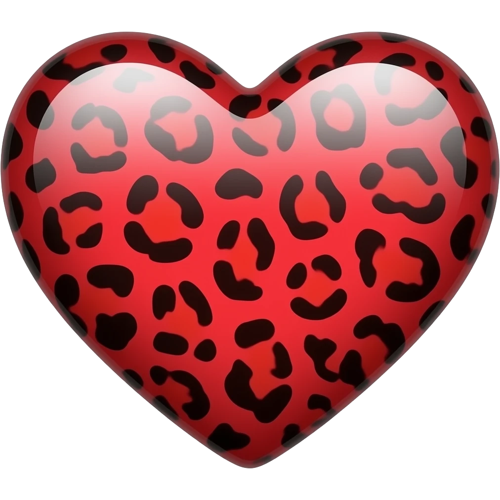 Kırmızı leoparlı kalp emoji