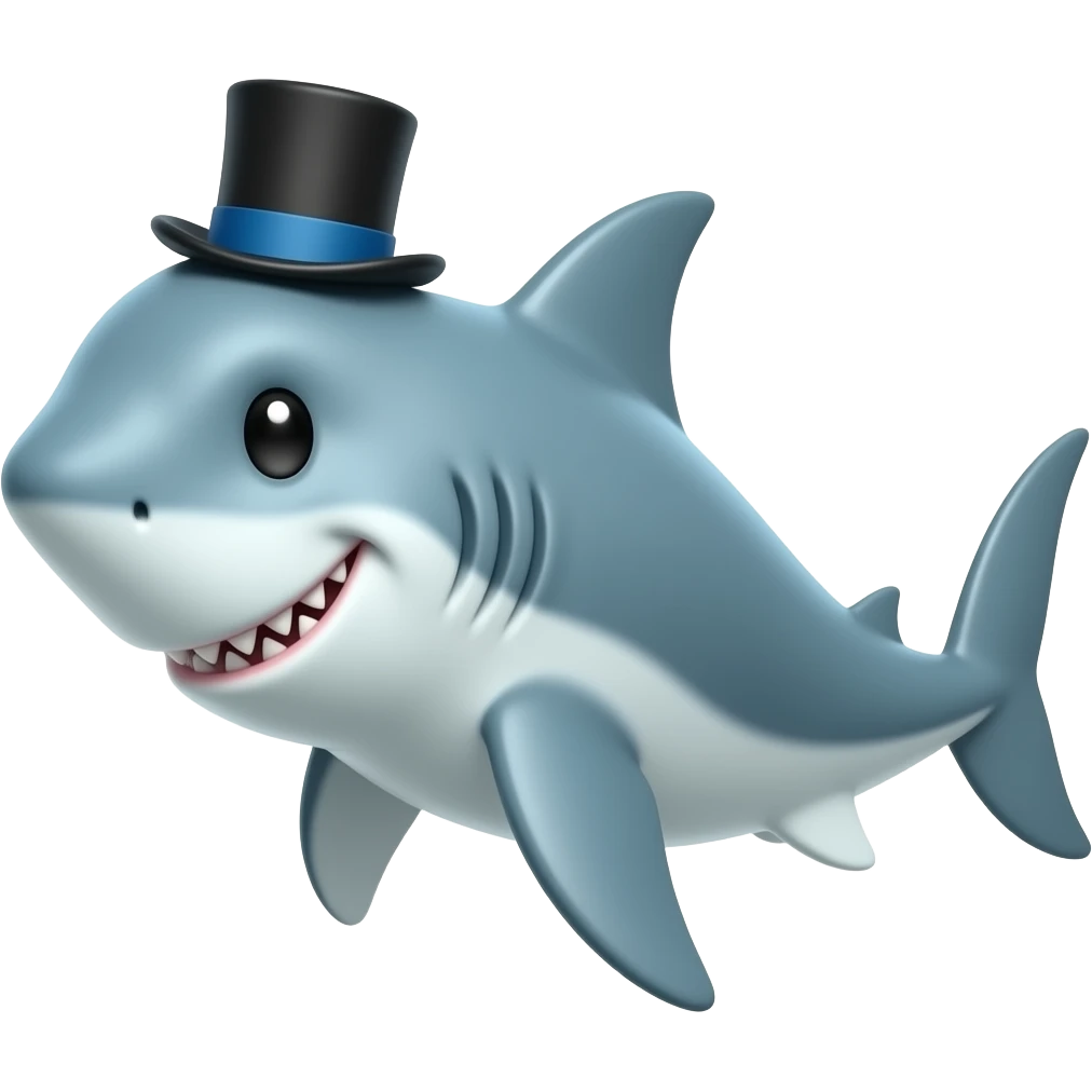 Shark with a top hat emoji