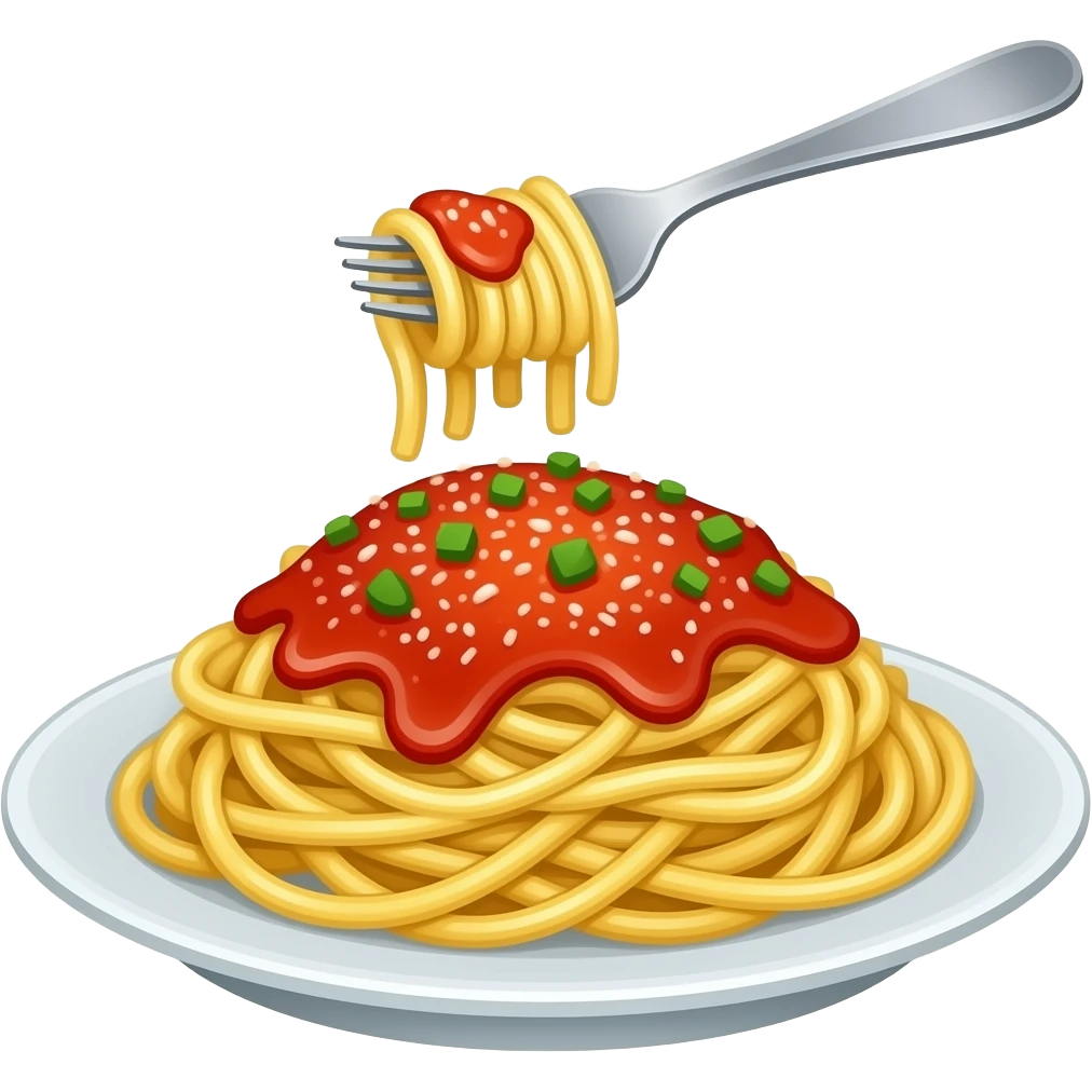 тарелка пасты с вилкой emoji