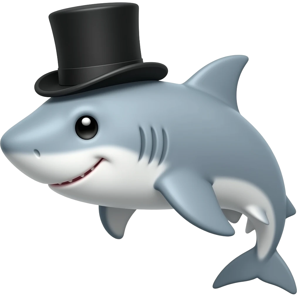 Shark with a top hat emoji