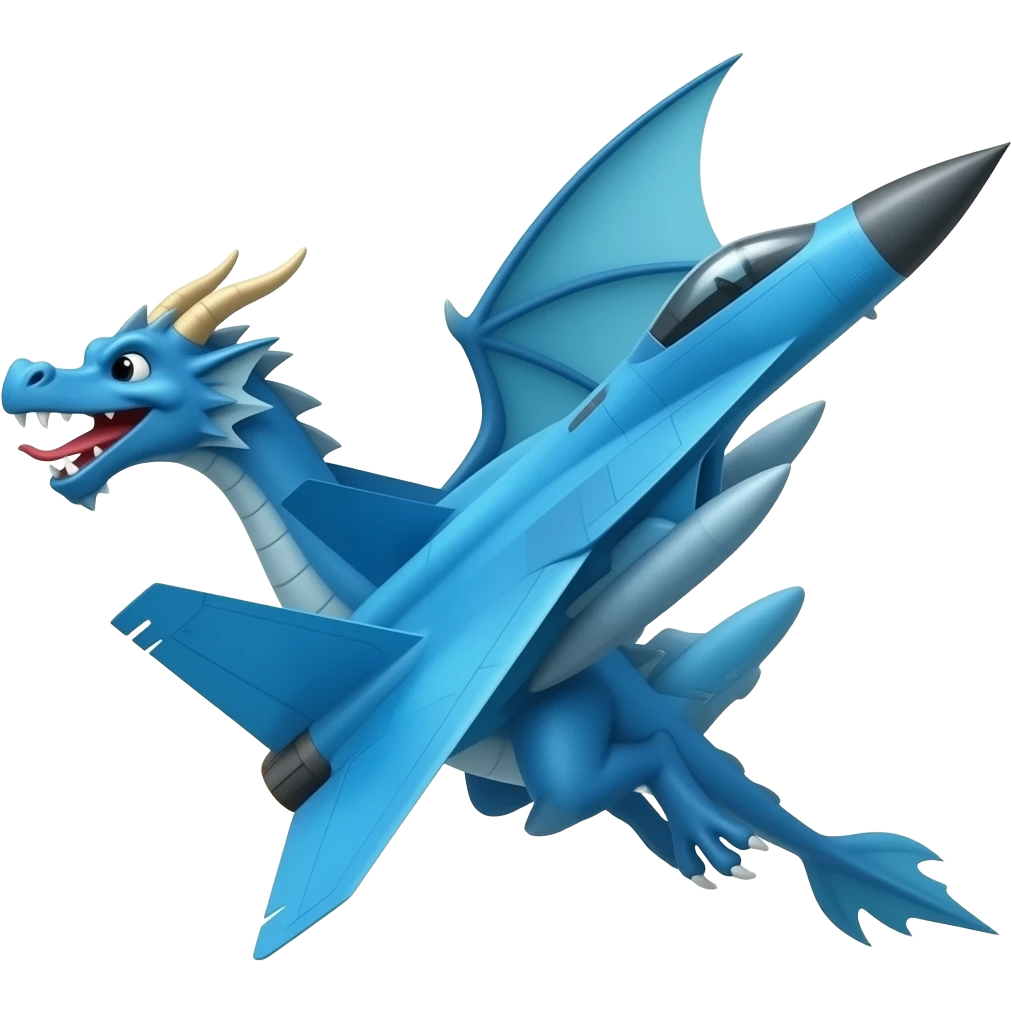 Blue dragon flying a fighter jet emoji