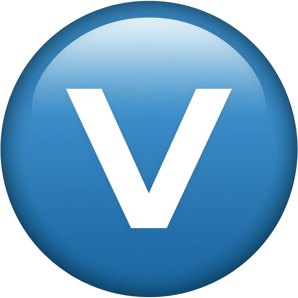 Rond bleu avec v blanc au milieu emoji