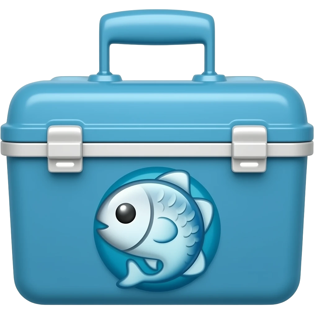 blue tackle box, emoji, fishing emoji