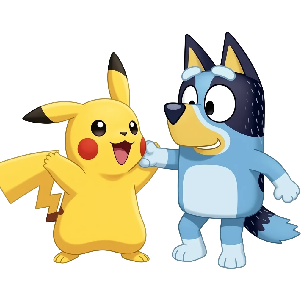 Pikachu vs bluey fight emoji | AI Emoji Generator