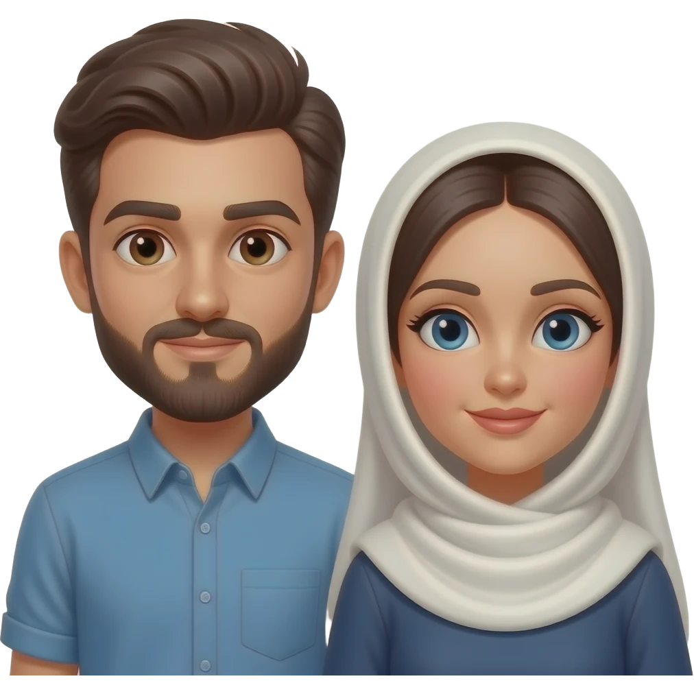با چادرمرد جوان با ریش و سیبیل و یک زن محجبه کنارش emoji