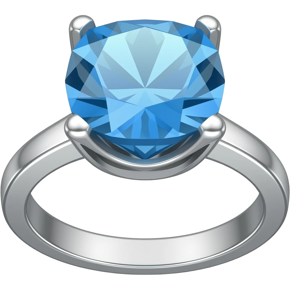 Silver large blue diamond ring emoji