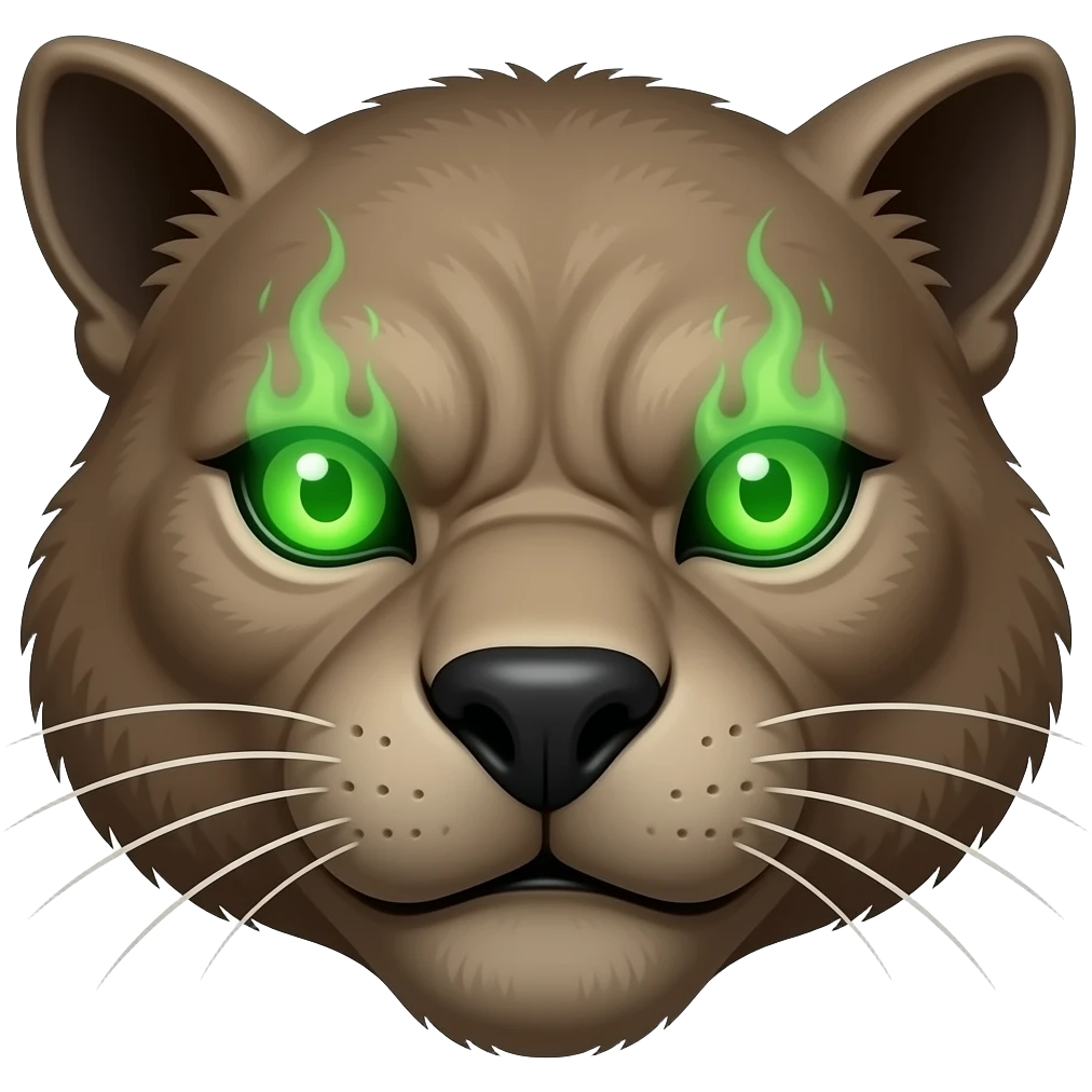 Smilodons eyes are burning bright green emoji