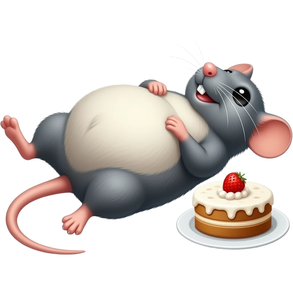 A cute little mouse,gets a giant overstuffed belly,she has eaten entire cake,now she is too full to move and remains stuck on her back,then she finds her well fed Bellybutton and gives it a deep tickle. emoji