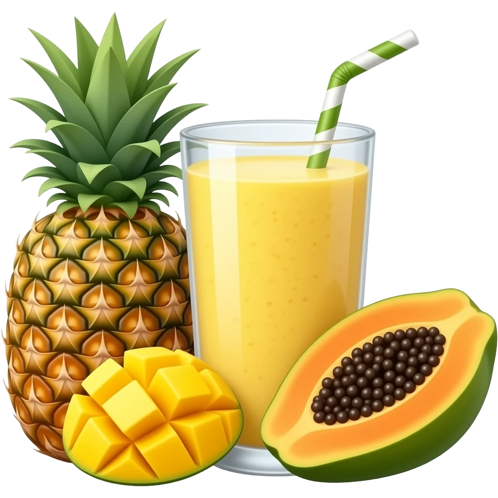 Pineapple mango and papaya smoothie emoji