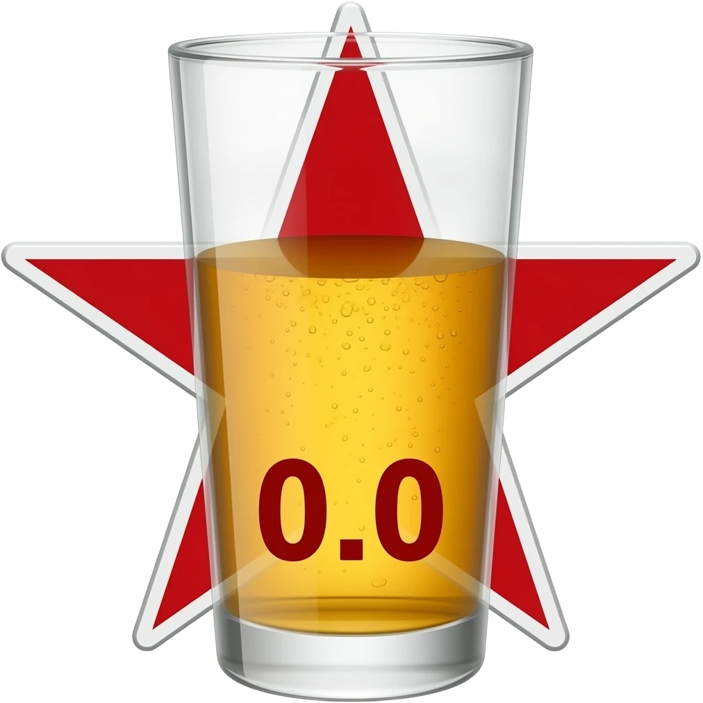 make a heineken beer glass with only the star on it and 0.0 underneath the star emoji
