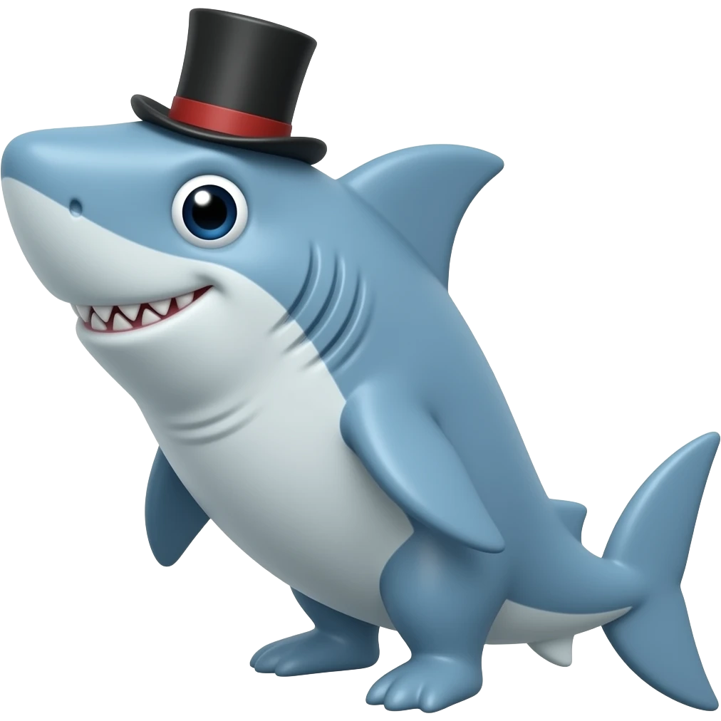 Shark with a top hat emoji