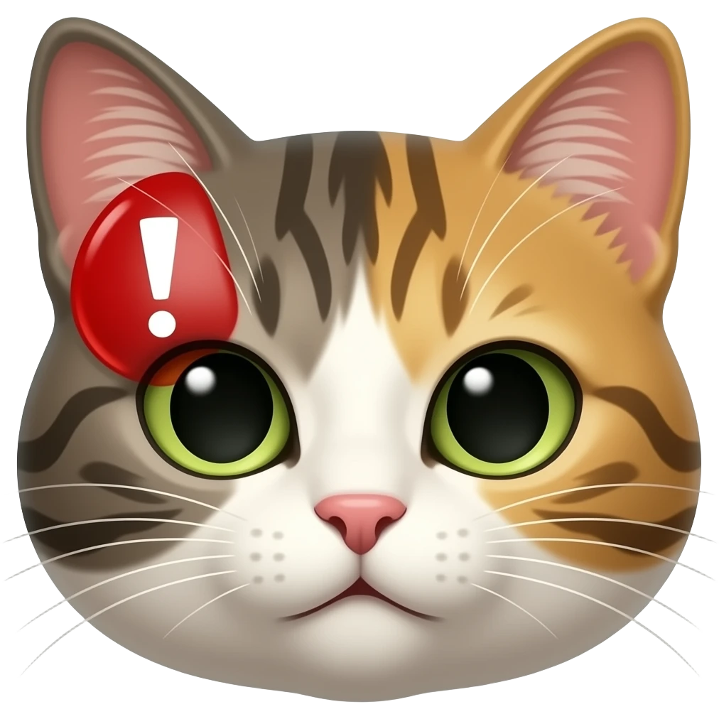 голова кота с красным восклицательным знаком слева emoji