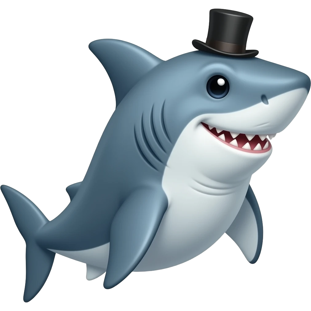 Shark with a top hat emoji