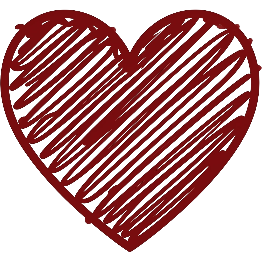 Red line hand drawn heart on black background emoji