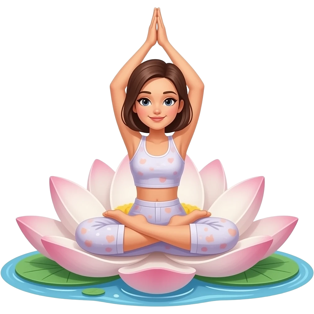 a lady doing yoga with the water lilly emoji | AI Emoji Generator