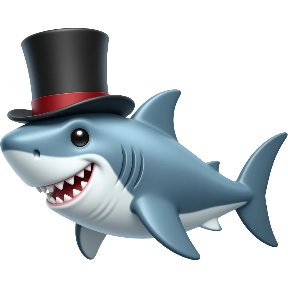Shark with a top hat emoji